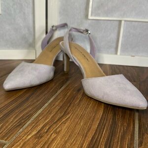 Lavender faux suede low heels